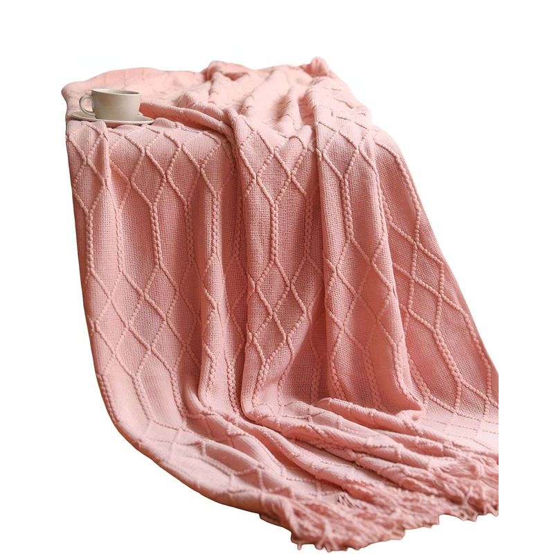 GENERICO - Manta con Flecos 127x152 cm Rosado