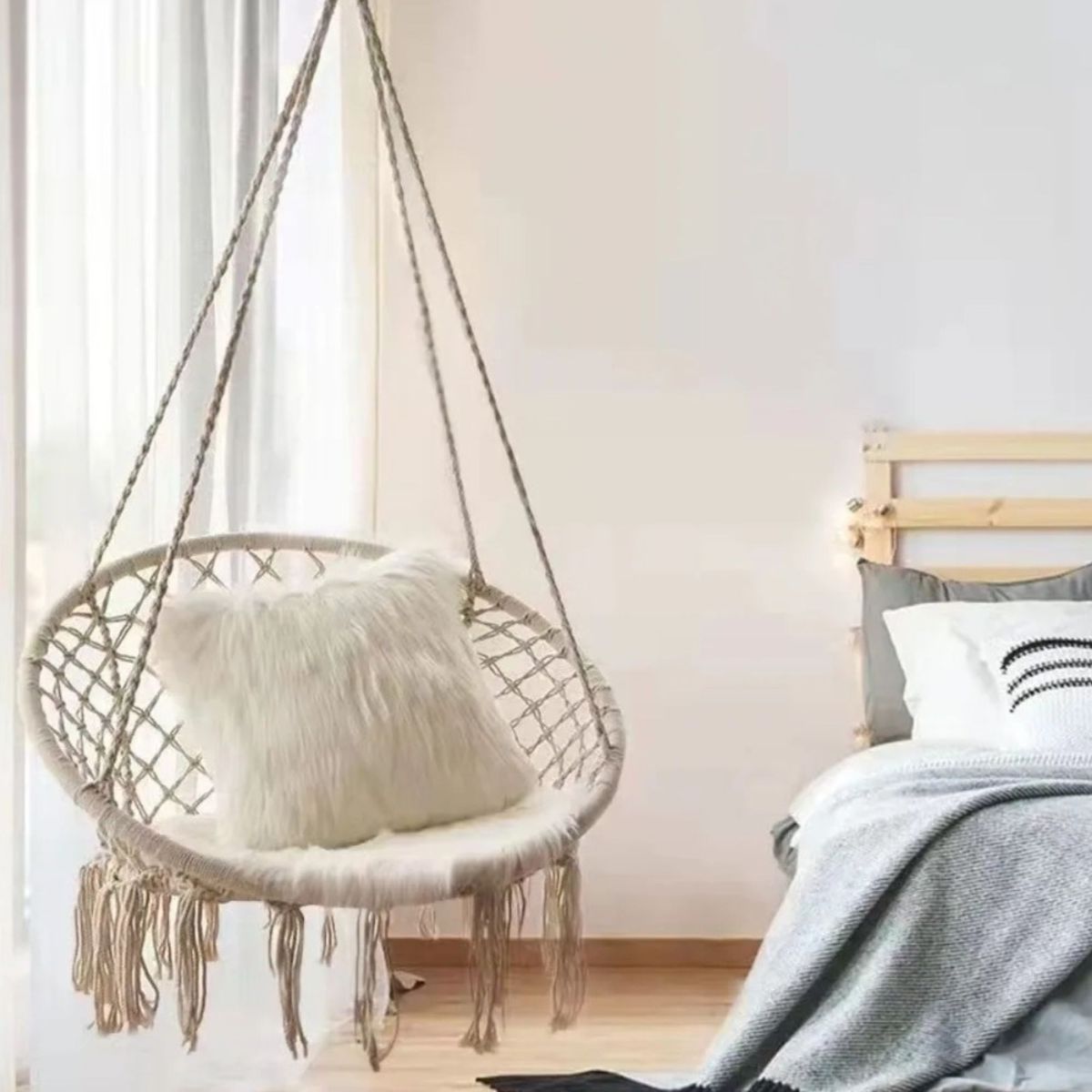 GENERICO - Silla Colgante de algodón para Jardín y Sala