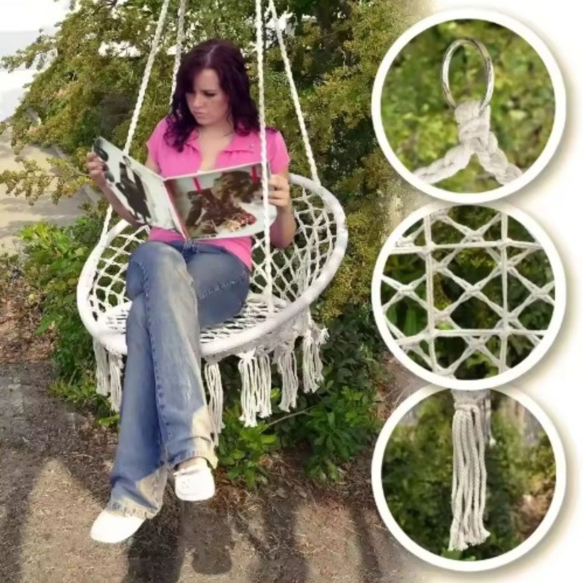 GENERICO - Silla Colgante de algodón para Jardín y Sala