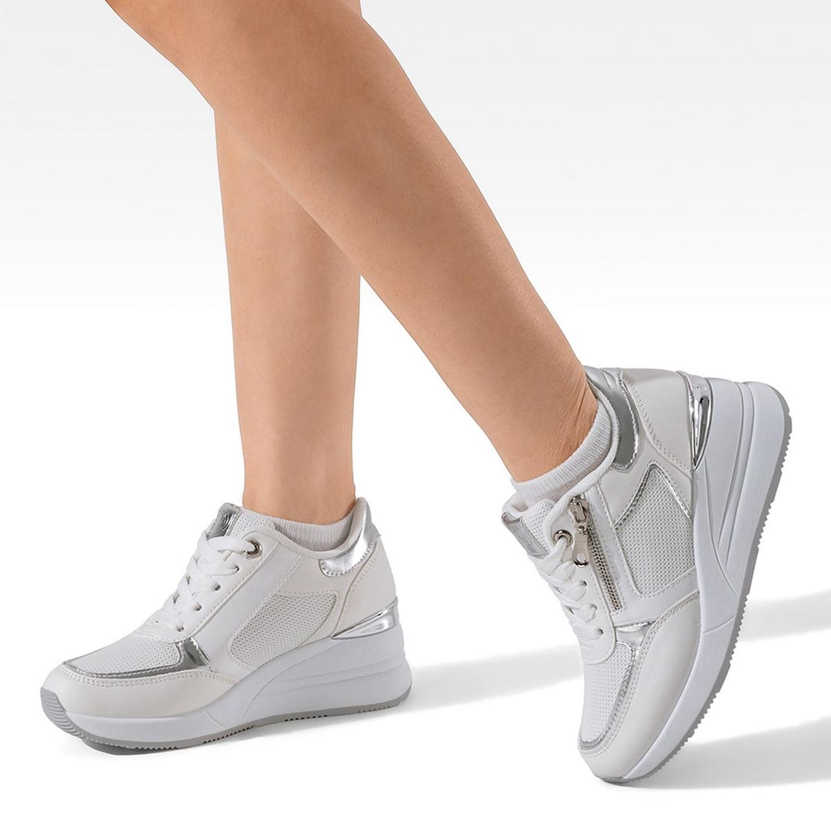 WEIDE - Zapatilla Deportiva Taco Cuña Malla Mujer Weide JLL60