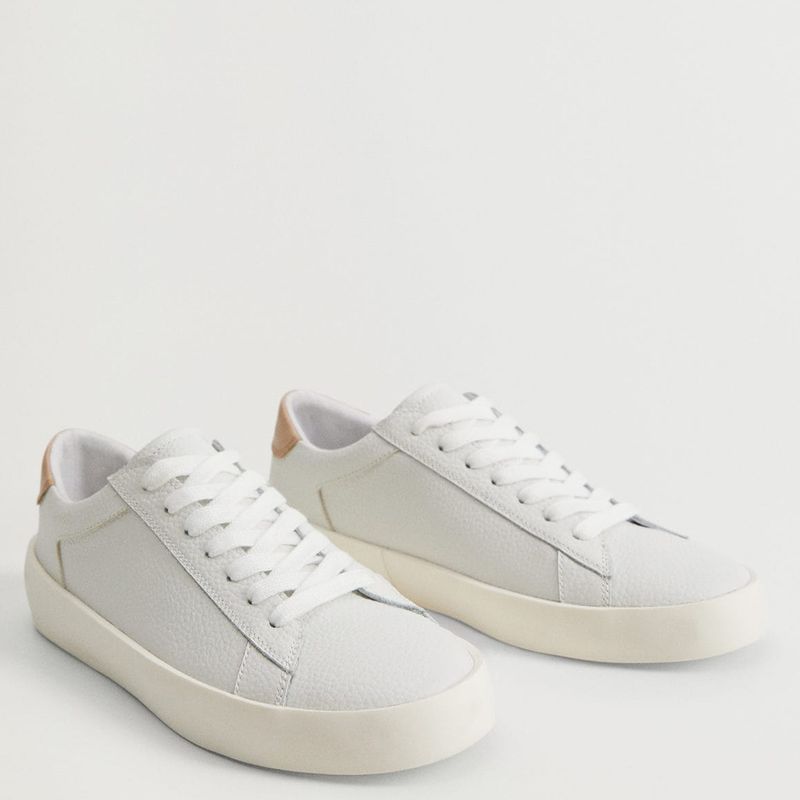 MANGO - Zapatilla Urbana Mujer Cuero Blanca