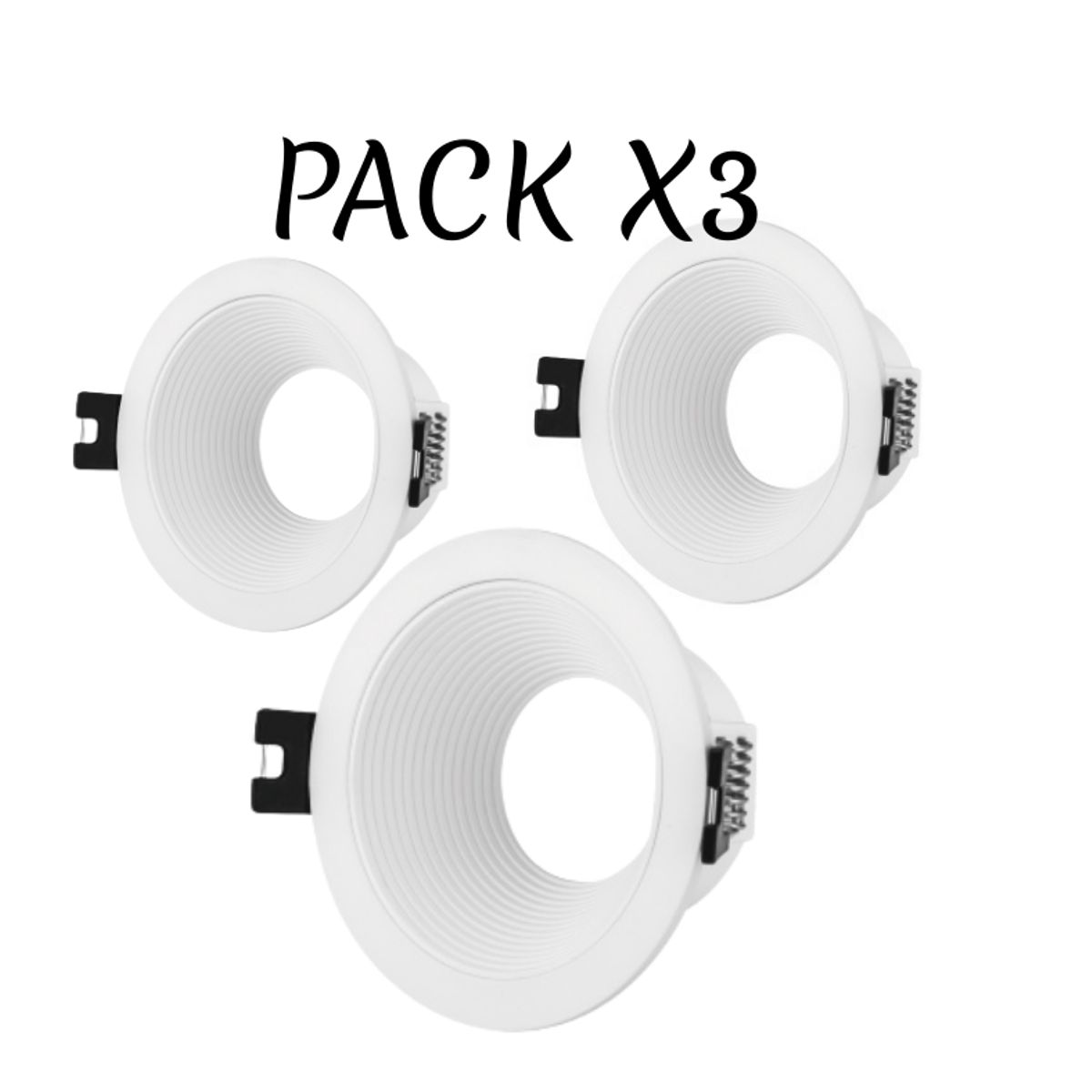 FARETTO - PACK X3 BASE EMBUTIDA BLANCA REDONDA PROFUNDA PARA GU10