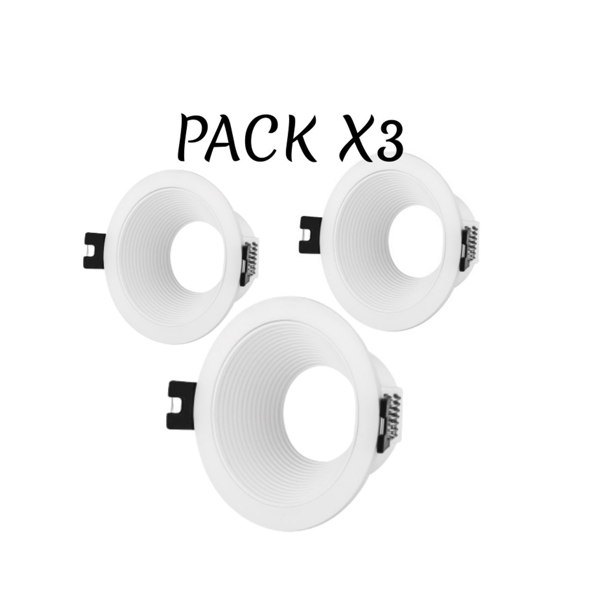 FARETTO - PACK X3 BASE EMBUTIDA BLANCA REDONDA PROFUNDA PARA GU10