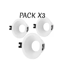 FARETTO - PACK X3 BASE EMBUTIDA BLANCA REDONDA PROFUNDA PARA GU10