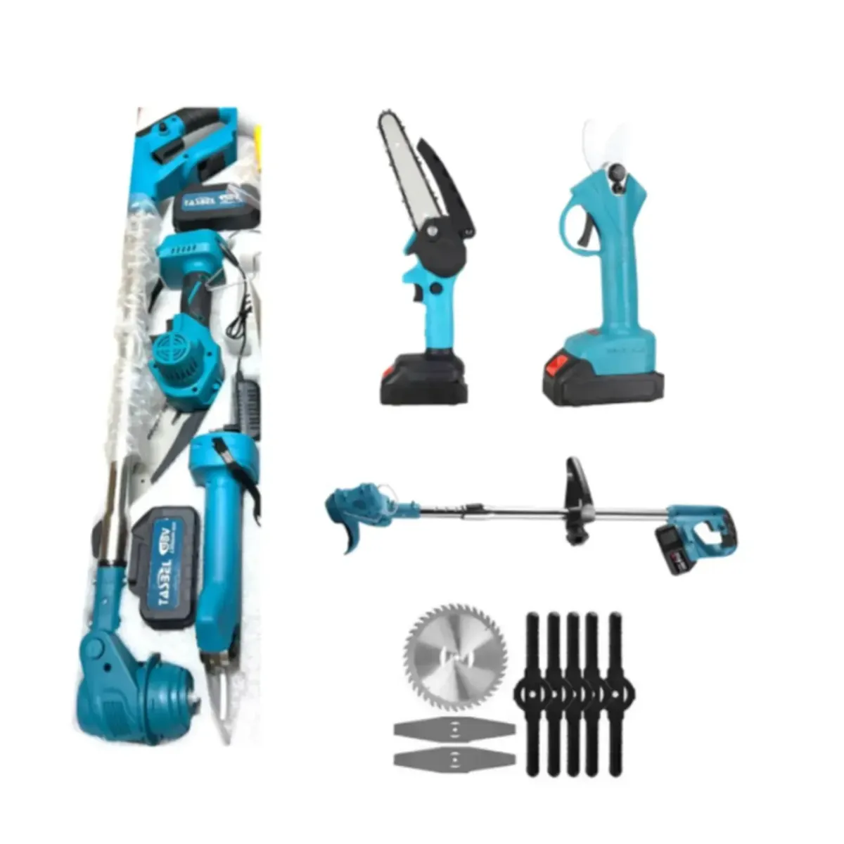 MOVI - Set de Jardín Cortadora de Pasto Tijera de Podar y Mini motosierra