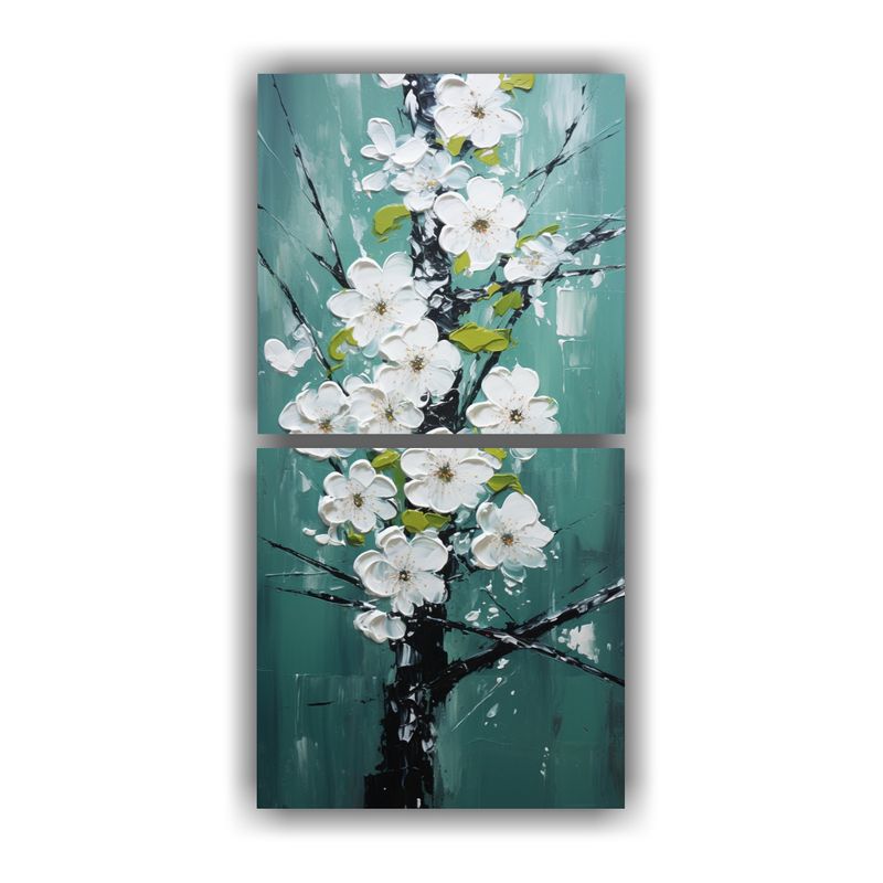 GENERICO - Cuadro De Tela Sublimada Con Cerezos En Flor 40x80 Cm
