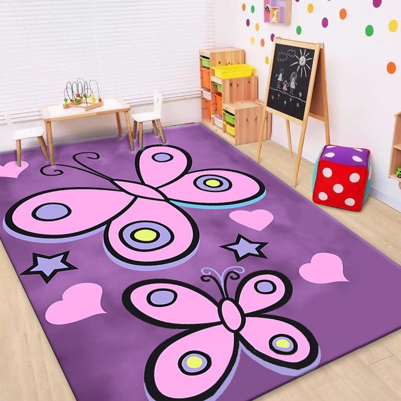 GENERICO - ALFOMBRA INFANTIL DE NIÑO 120X160CM DISEÑO MARIPOSAS VIOLETA WYM