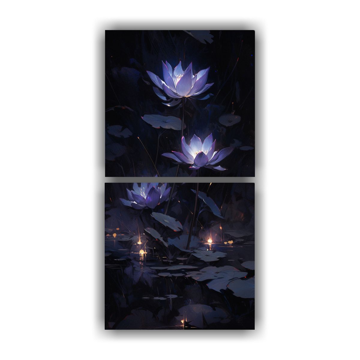 GENERICO - Lienzo Lotus Negro Vitalidad En Pintura De Loto 60x120 Cm