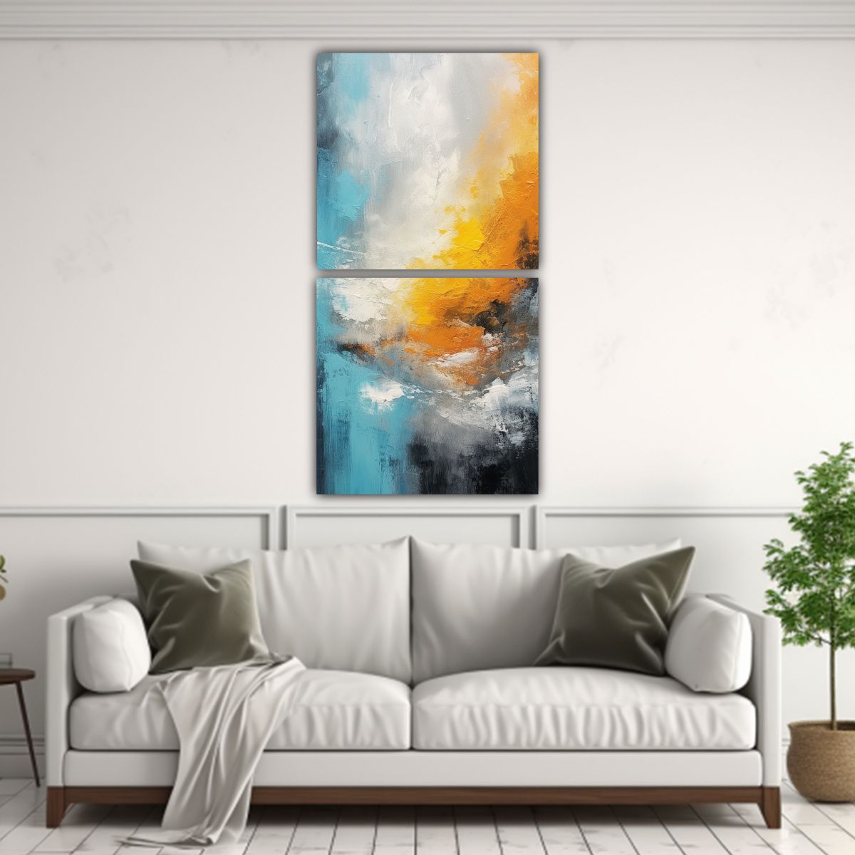 GENERICO - Impresión En Lienzo En Tonos Amarillo Azul Y 60x120 Cm