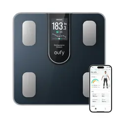 EUFY - C20 Báscula Inteligente Black con Pantalla 3.36'' y 16 Métricas