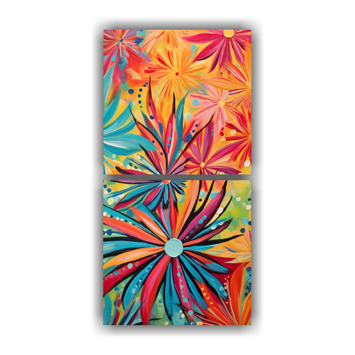 GENERICO - Cuatro Pinturas Vanguardistas Con Patrones 40x80 Cm