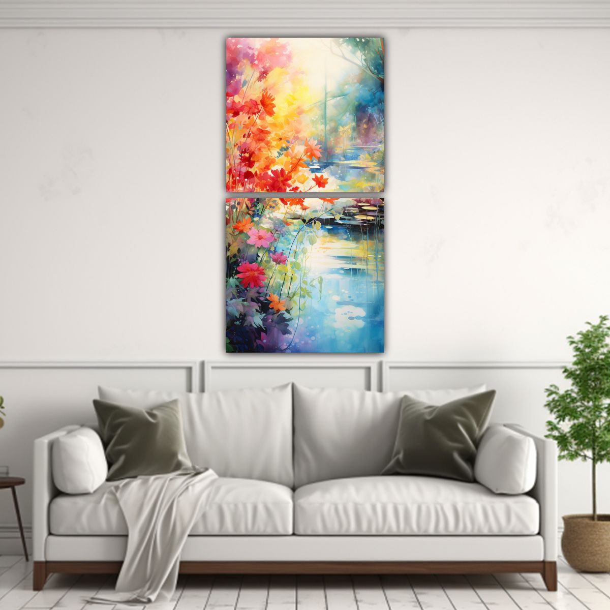 GENERICO - Cuadro Impreso Modernidad En Jardín Tranquilo Al 50x100 Cm