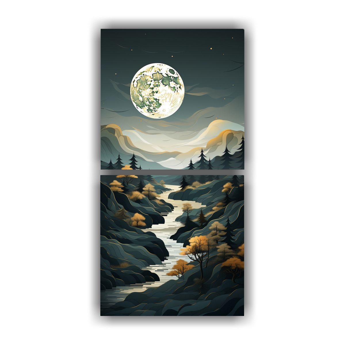 GENERICO - Cuadros Minimalistas De Montañas En Diferentes 40x80 Cm