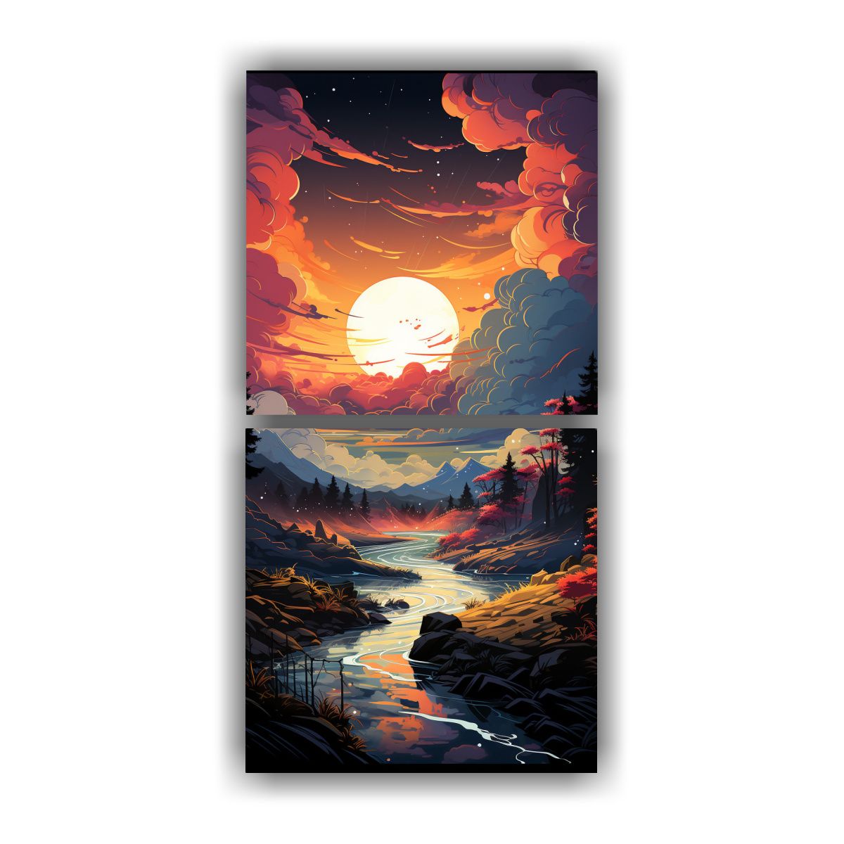 GENERICO - Cuadros Surrealistas Abstractos De Paisajes En 60x120 Cm