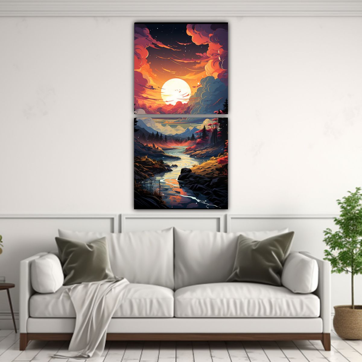 GENERICO - Cuadros Surrealistas Abstractos De Paisajes En 60x120 Cm