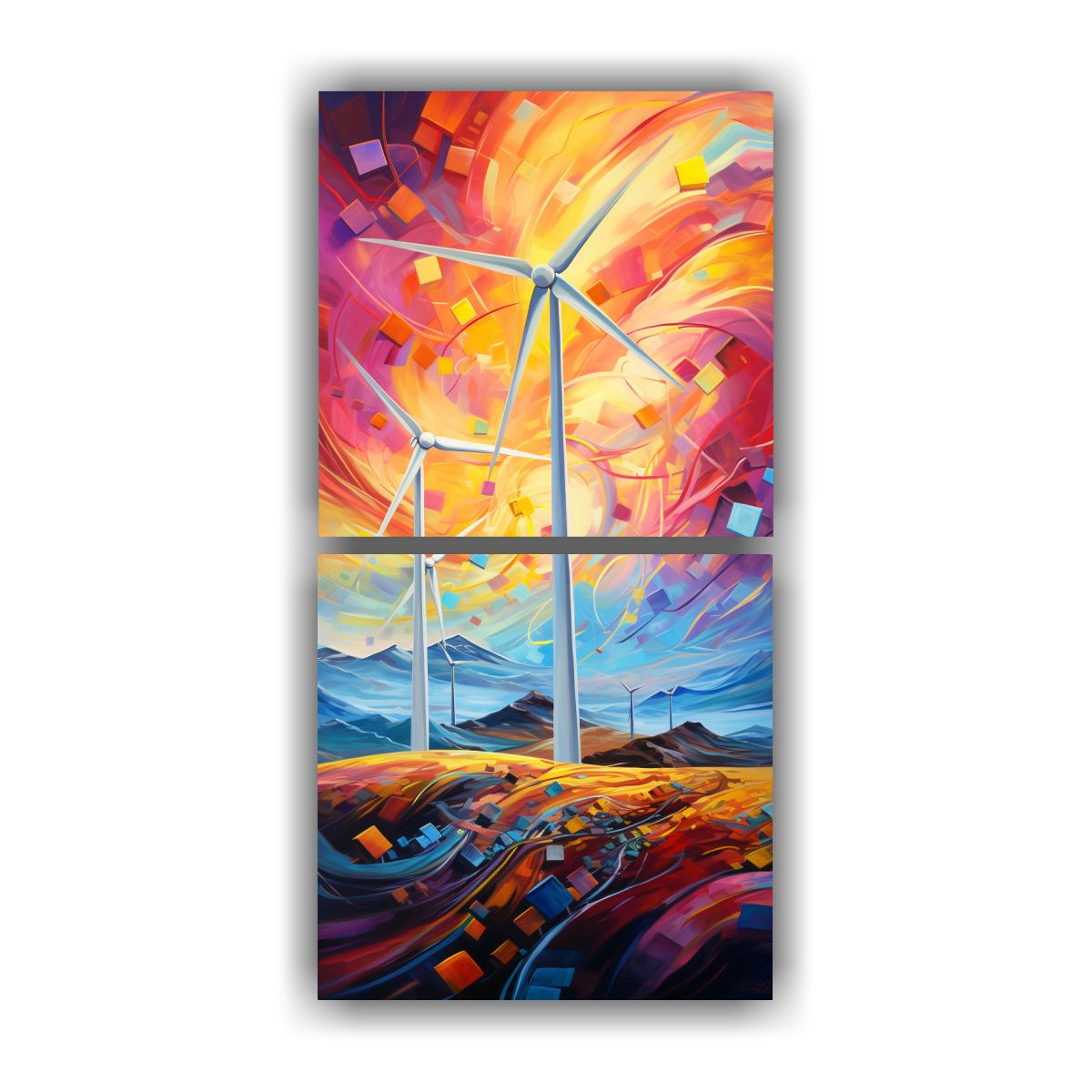 GENERICO - Diptico Modernos Resolución Alta Danza Abstracta 20x40 Cm