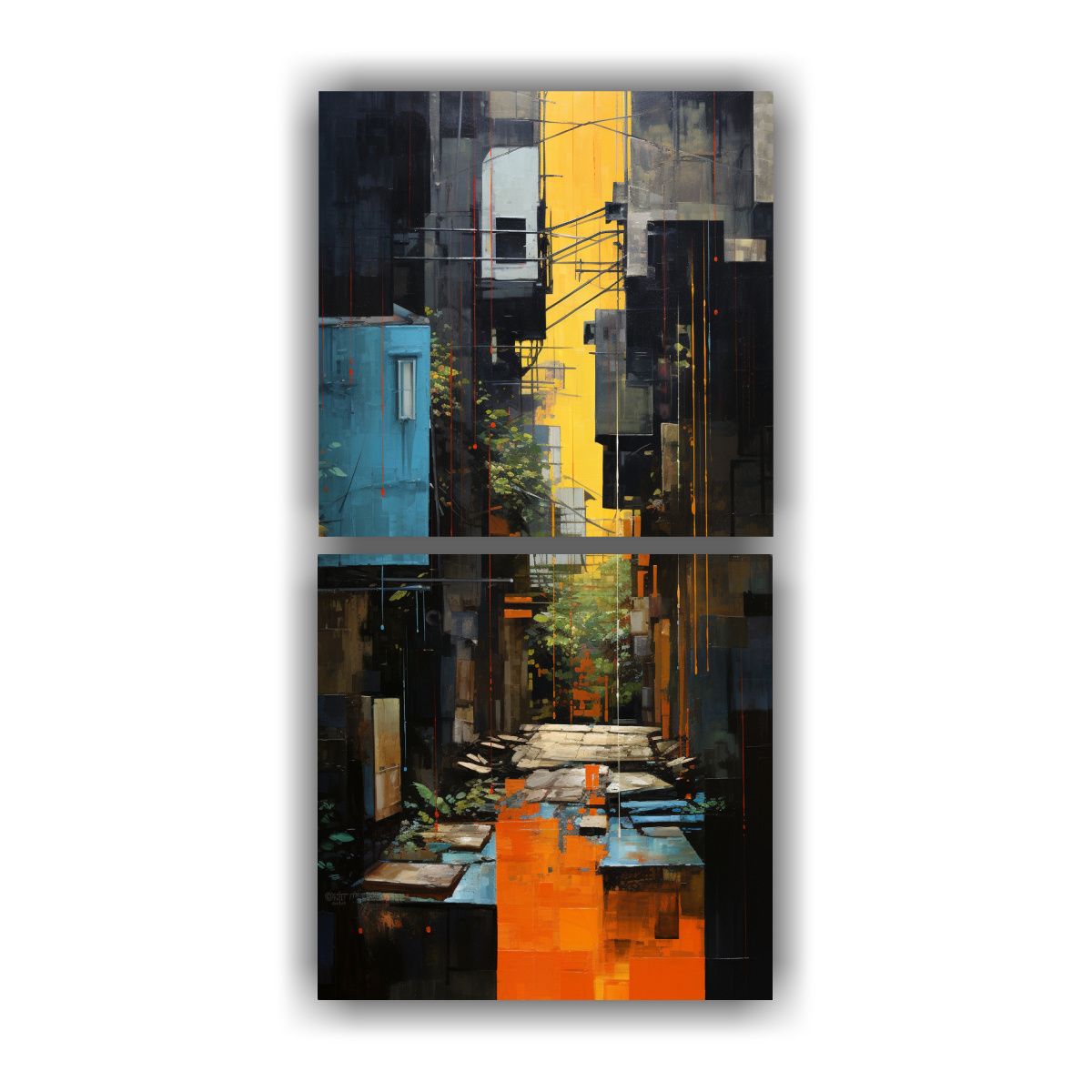 GENERICO - Cuadros Abstractos De Encuentros Serendipitosos 50x100 Cm