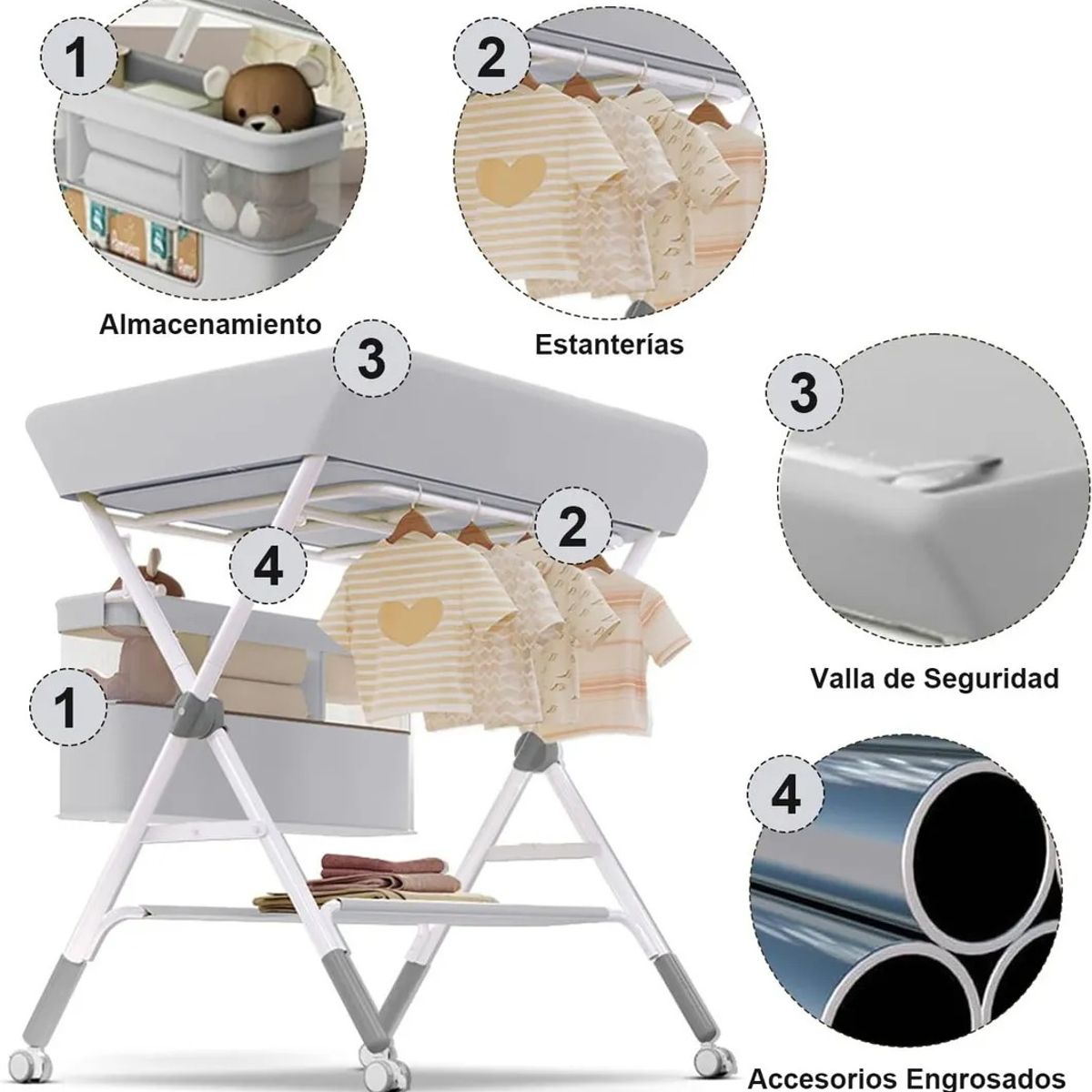 EVERSO - Cambiador Mudador De Pañales De Bebé Portatil Con Colgador