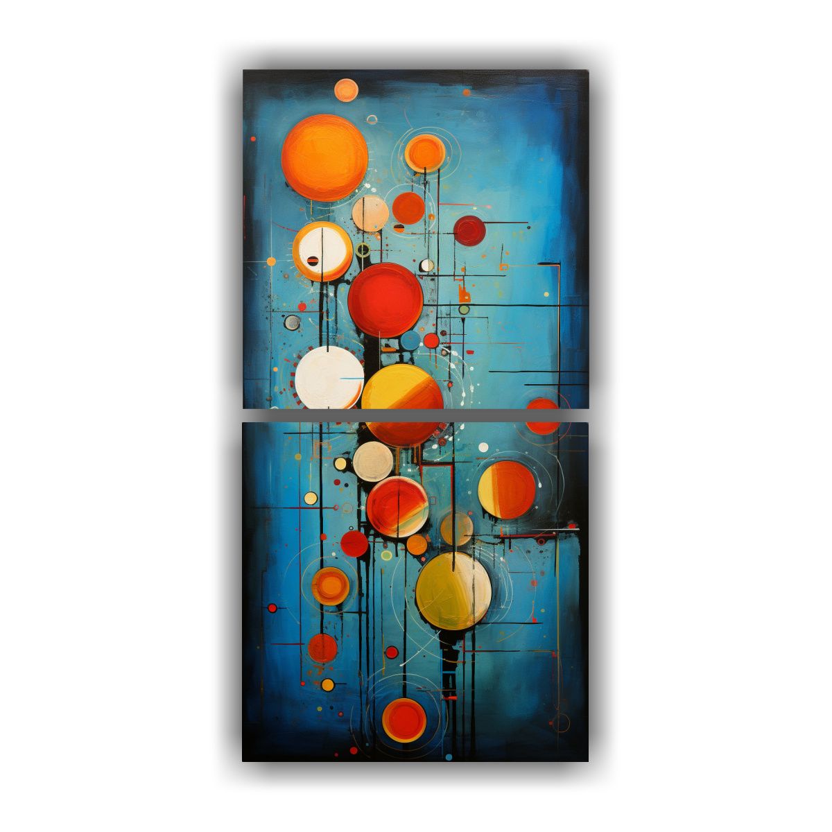 GENERICO - Pintura Abstracta Con Círculos En Colores Vivos 30x60 Cm