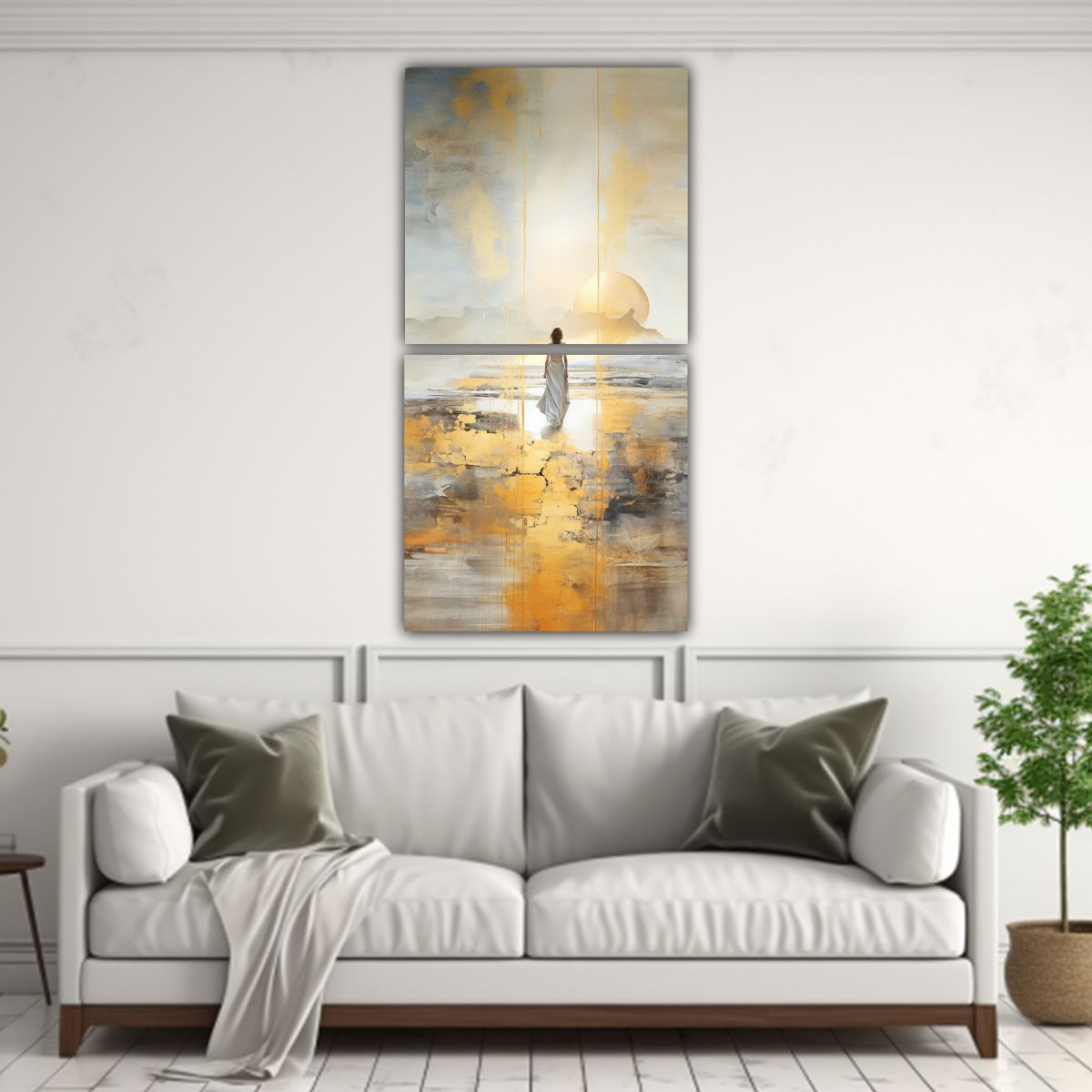 GENERICO - Pintura Cuadro Diptico Impresionante Acuarela En 20x40 Cm