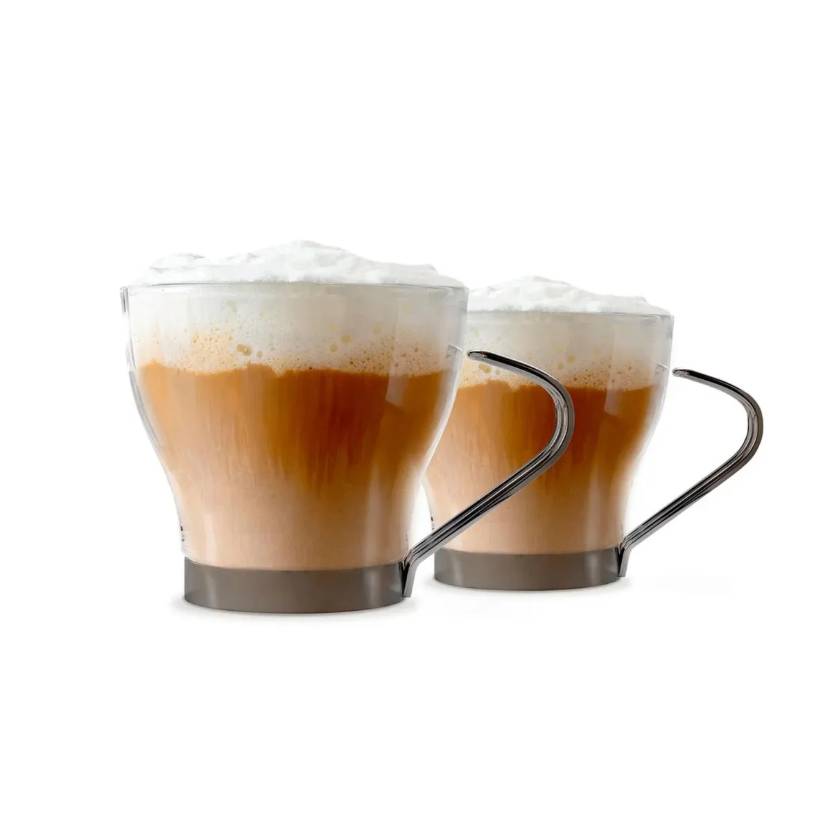 GENERICO - Set 6 PIezas Tazas Capuccino 100mL Asa Metalica Templada