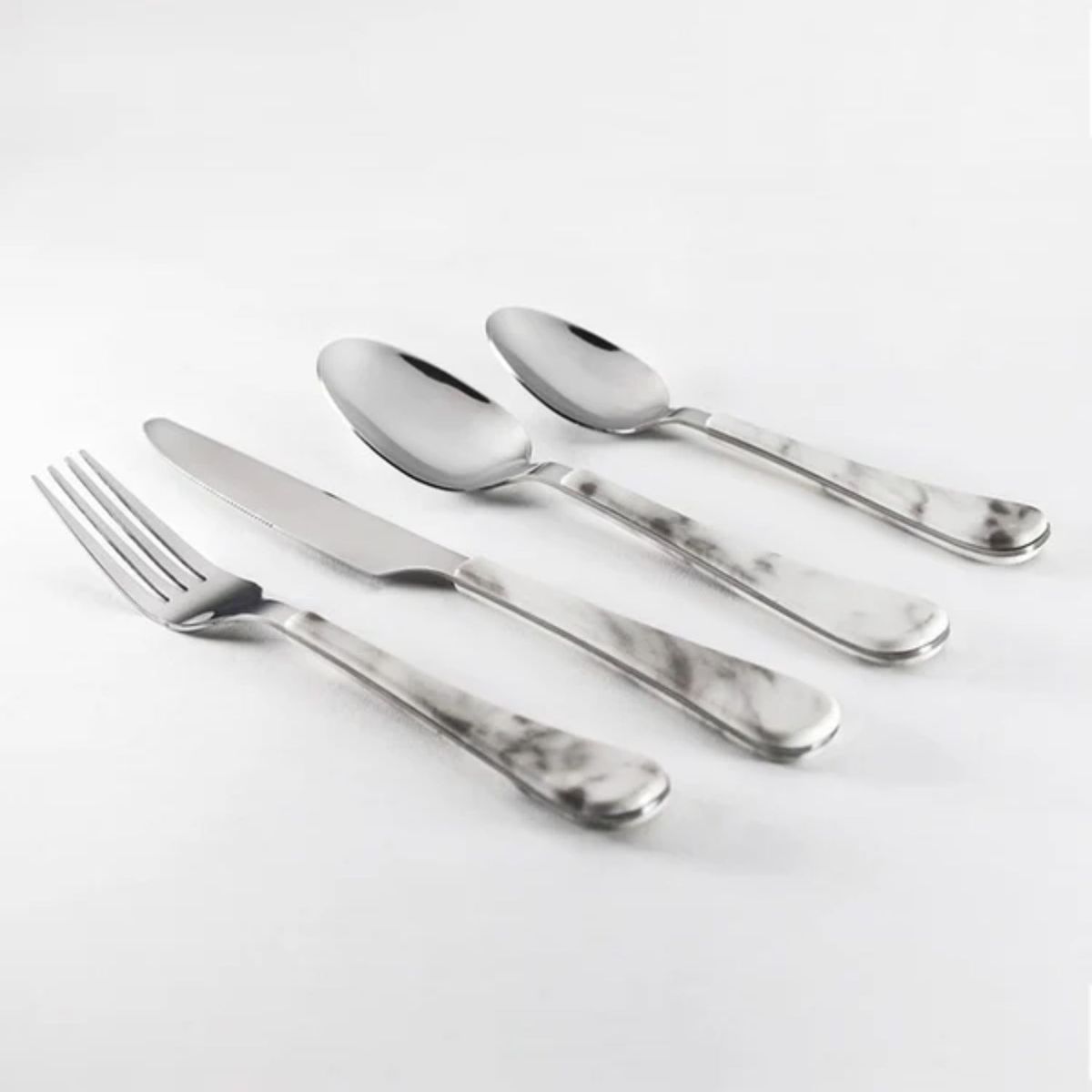 GENERICO - Set Cubiertos 24 Piezas Krons Smoke Marble Marmol Acero