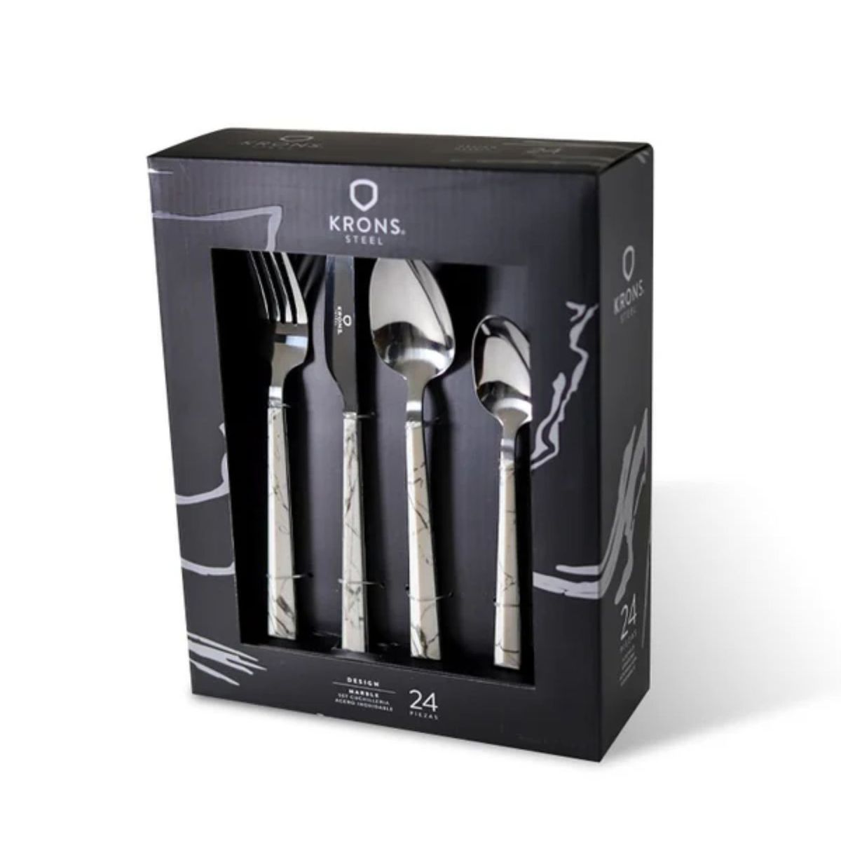 GENERICO - Set Cubiertos 24 Piezas Krons Marble Marmol Diseño Acero