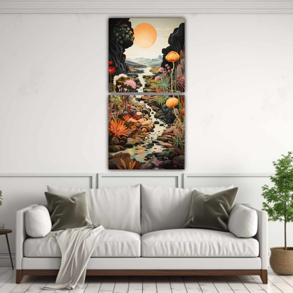 GENERICO - Pinturas Decorativas De Dos Artes Fusión De 40x80 Cm