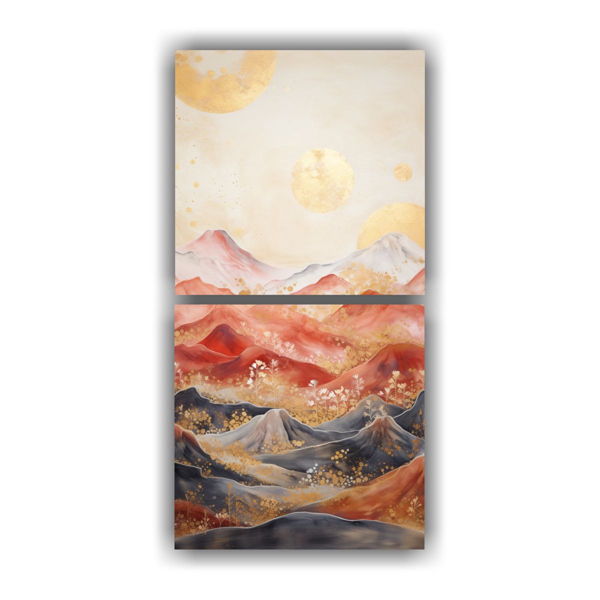 GENERICO - Set 2 Cuadros Vanguardia Intenso Paisaje De 30x60 Cm