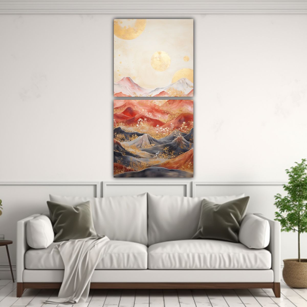 GENERICO - Set 2 Cuadros Vanguardia Intenso Paisaje De 30x60 Cm