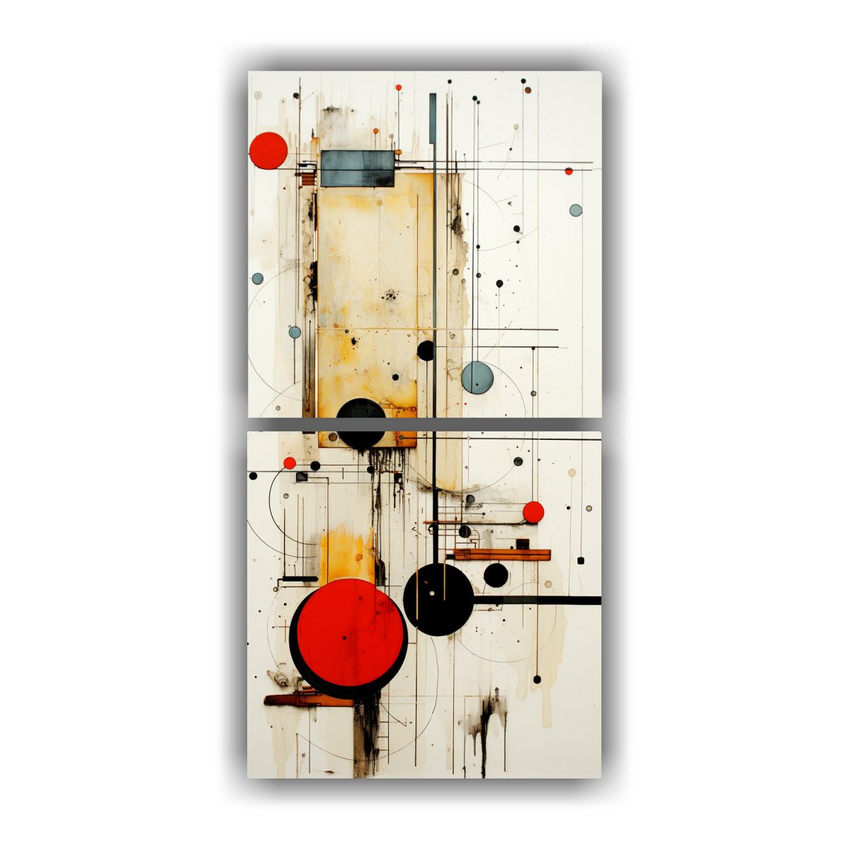 GENERICO - Díptico Abstracto Rectangular Inspirado En 20x40 Cm
