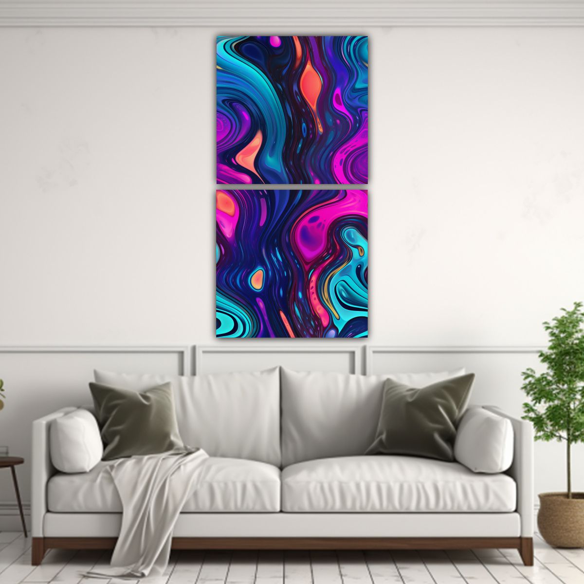GENERICO - Cuadros Patron Intenso Combinacion Liquid Tie Dye 20x40 Cm