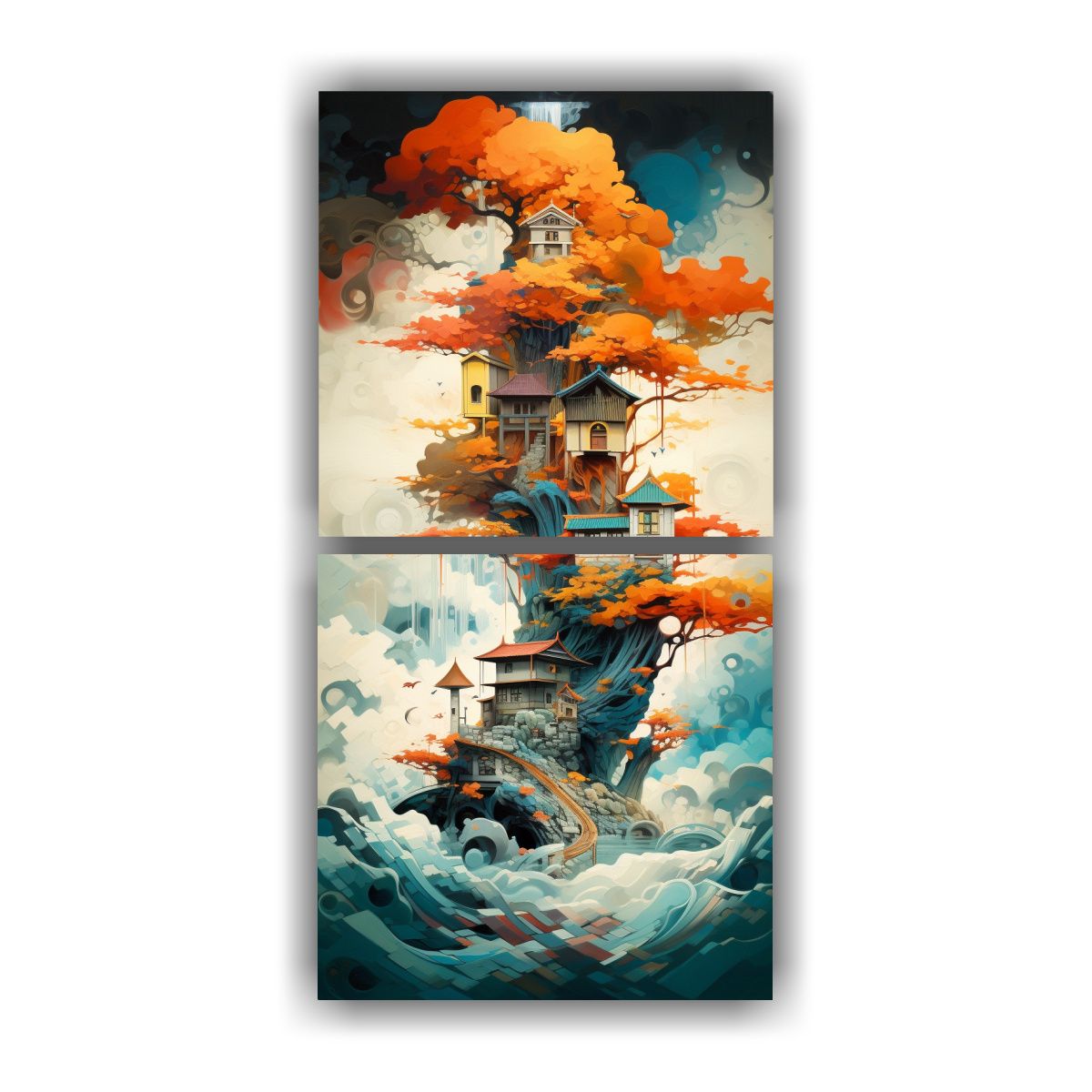 GENERICO - Cuadros Abstractos Paisajes Equilibrio Visual 20x40 Cm