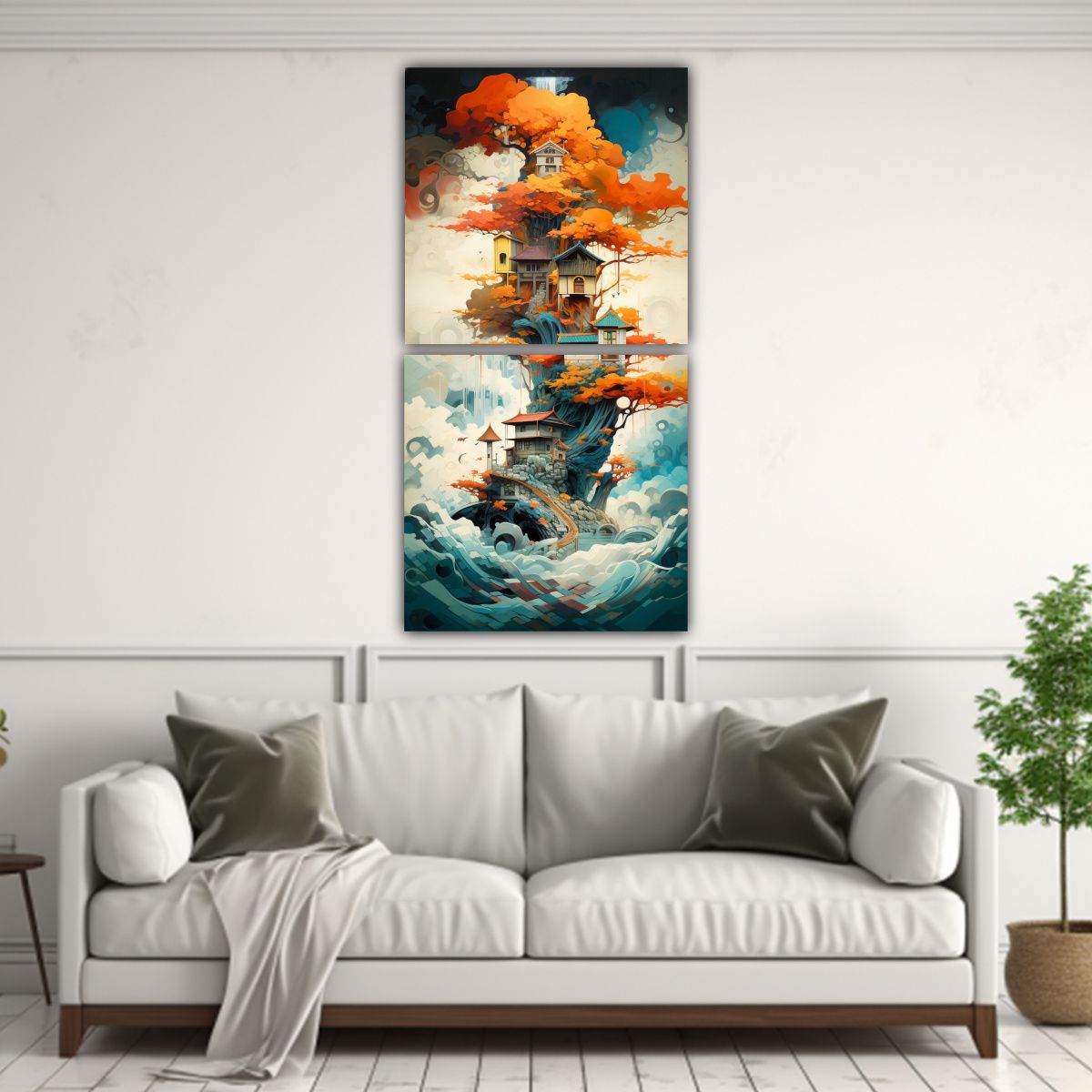 GENERICO - Cuadros Abstractos Paisajes Equilibrio Visual 20x40 Cm