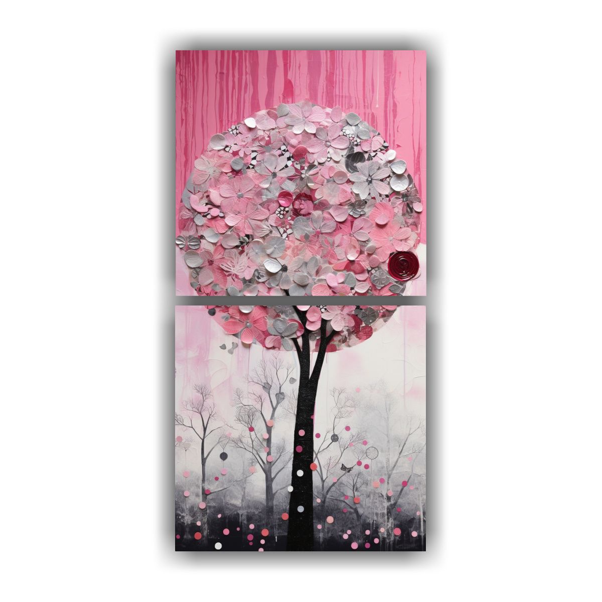GENERICO - Pintura Decorativa En Rosa Y Plata Con Imagen De 20x40 Cm