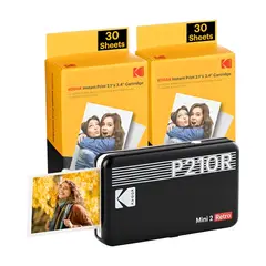 KODAK - Set Impresora De Fotos Mini 2 Retro 4pass Negro + 60 papeles