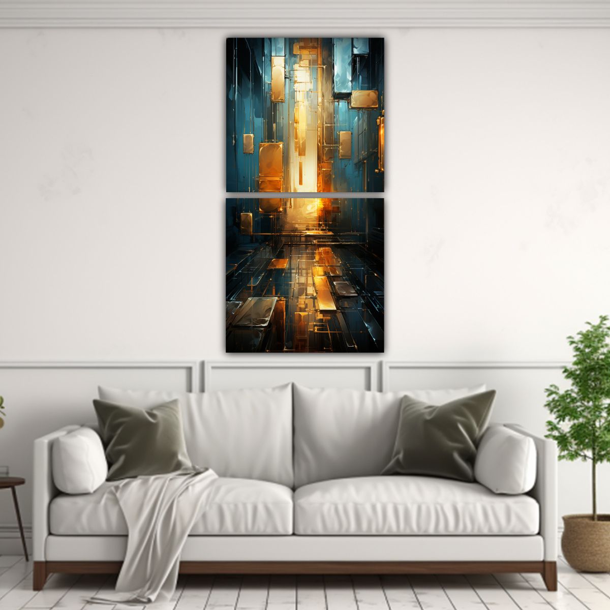 GENERICO - Set 2 Lienzos Forma Única Pintura Abstracta En 60x120 Cm