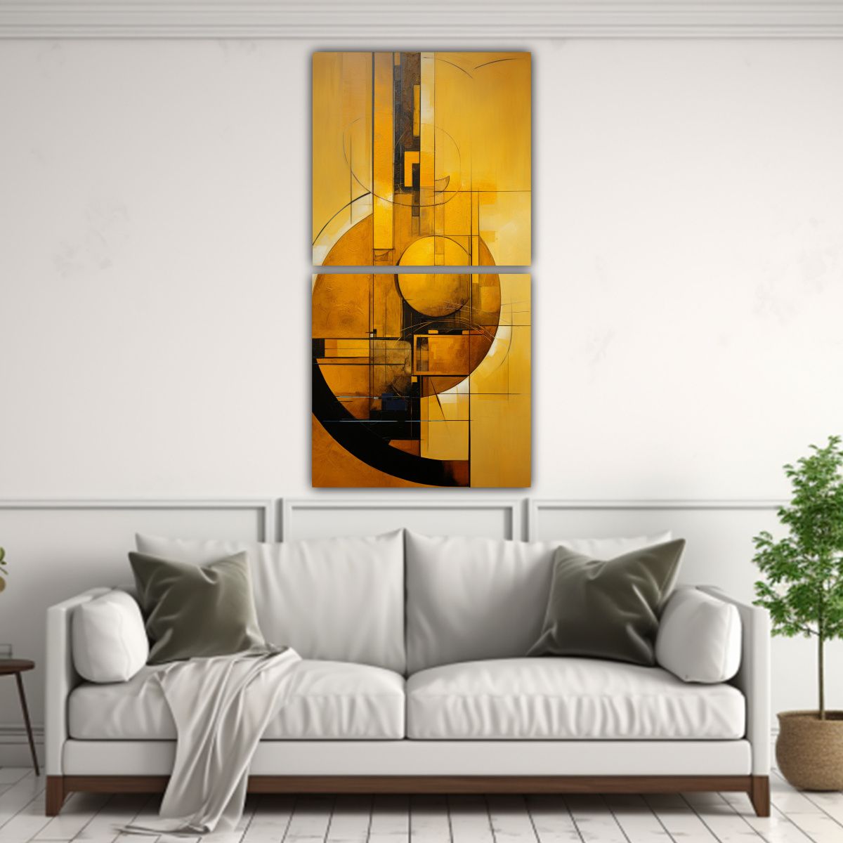 GENERICO - Pinturas Abstractas En Tonos Amarillos Set 2 20x40 Cm