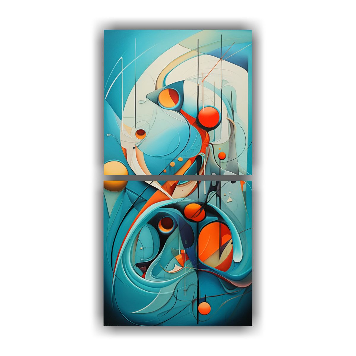 GENERICO - Cuadros Abstractos Turquesa Tela Sublimada 30x60 Cm