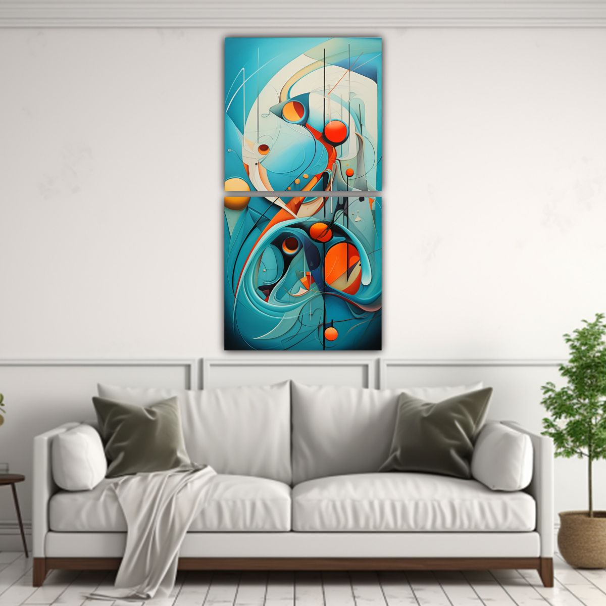GENERICO - Cuadros Abstractos Turquesa Tela Sublimada 30x60 Cm
