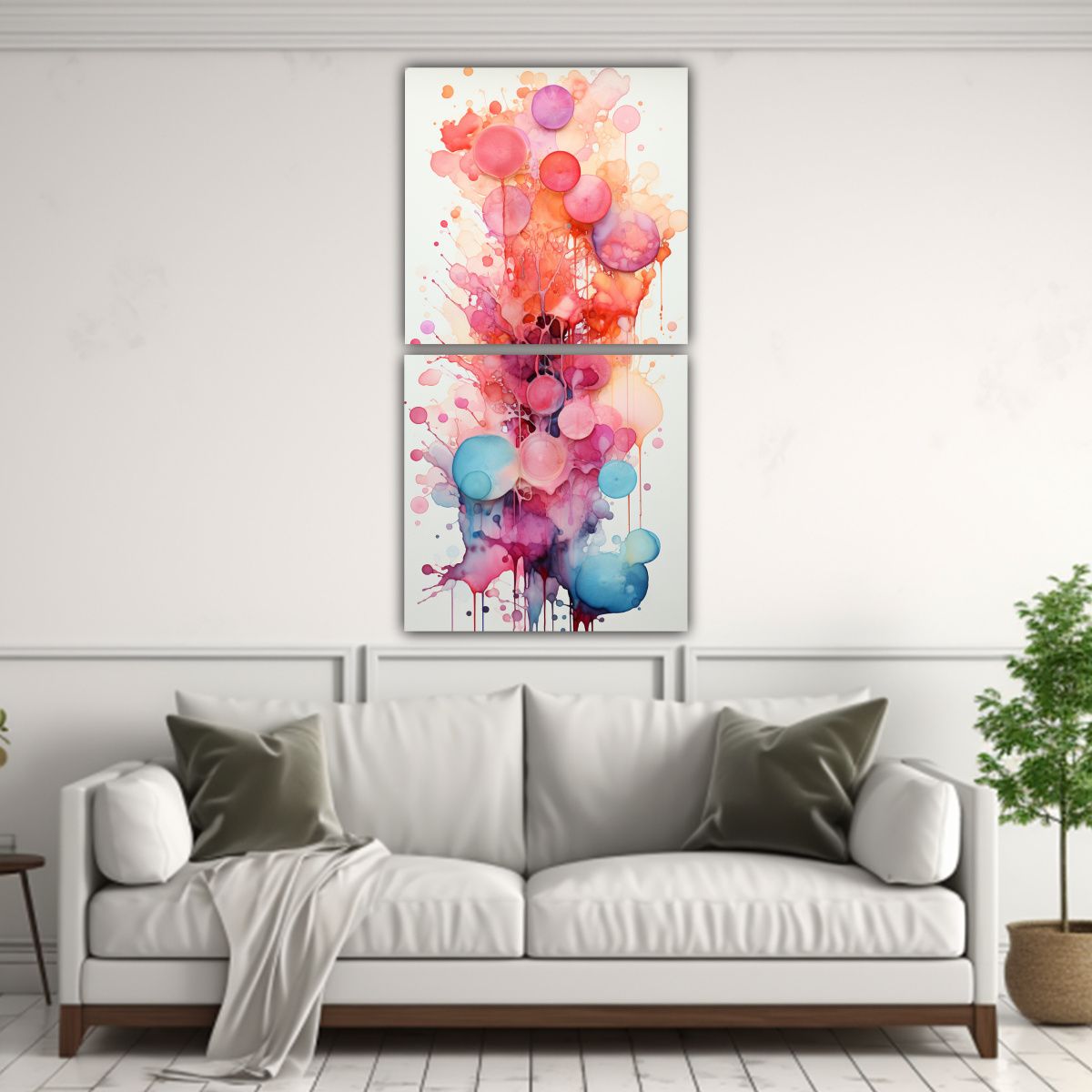 GENERICO - Cuadros Cuadro Watercolor Impactante Con Manchas 30x60 Cm