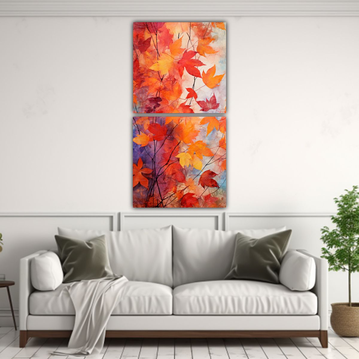 GENERICO - Pinturas Abstractas Sobre Follaje Otoñal En 50x100 Cm