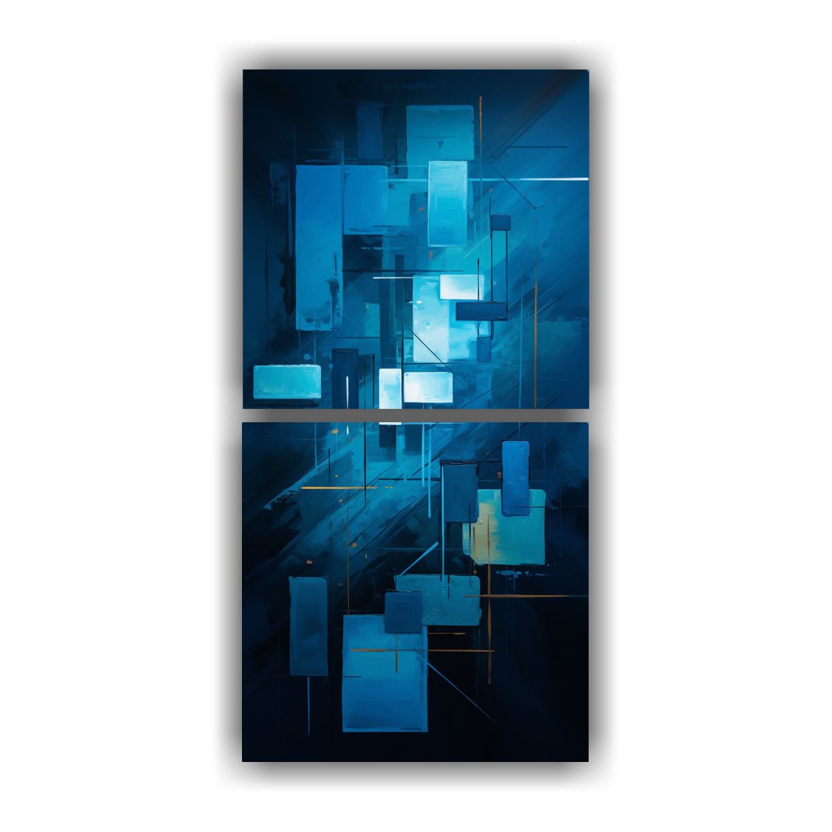 GENERICO - Cuadro Abstracto Azul Moderno Para Decoración 20x40 Cm