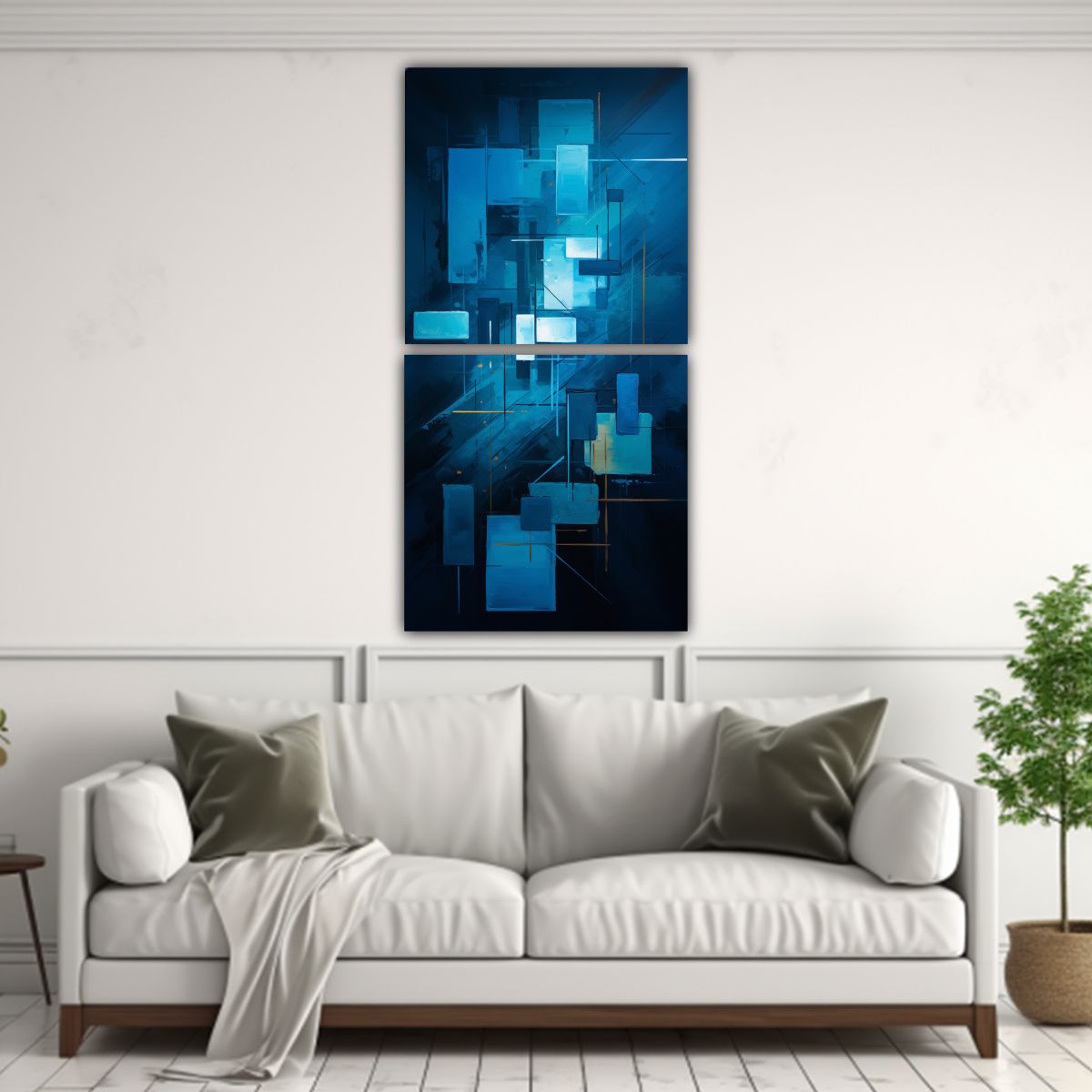 GENERICO - Cuadro Abstracto Azul Moderno Para Decoración 20x40 Cm