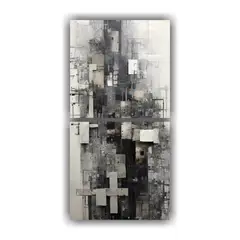 GENERICO - Cuadros Movimiento Abstracto De Texturas Y Grises 20x40 Cm
