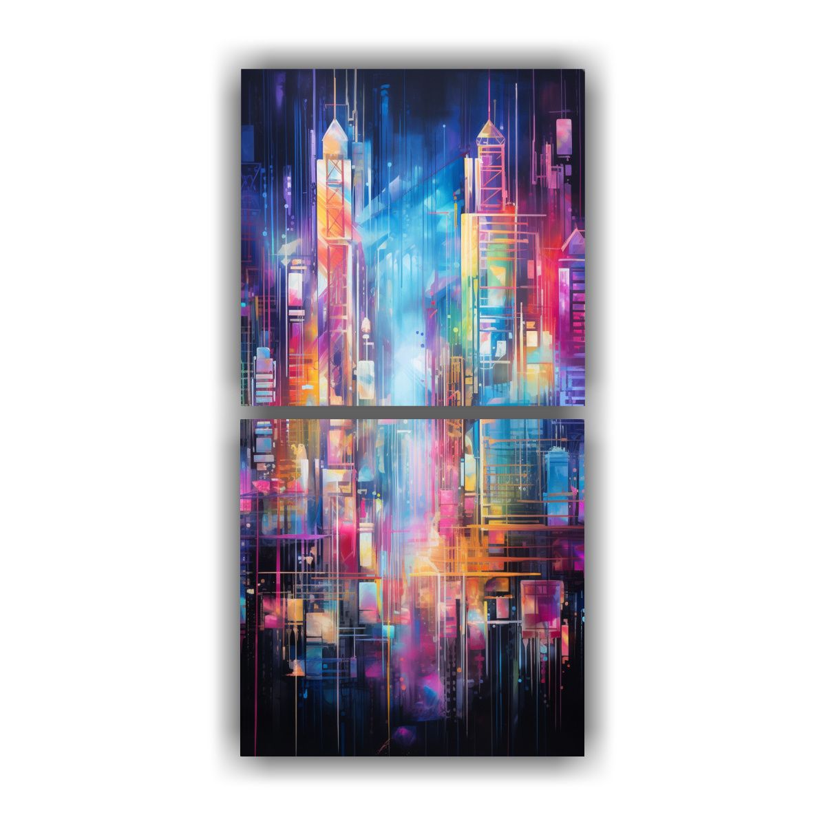 GENERICO - Cuadro De Lienzo Abstracto De Paisaje Urbano En 50x100 Cm