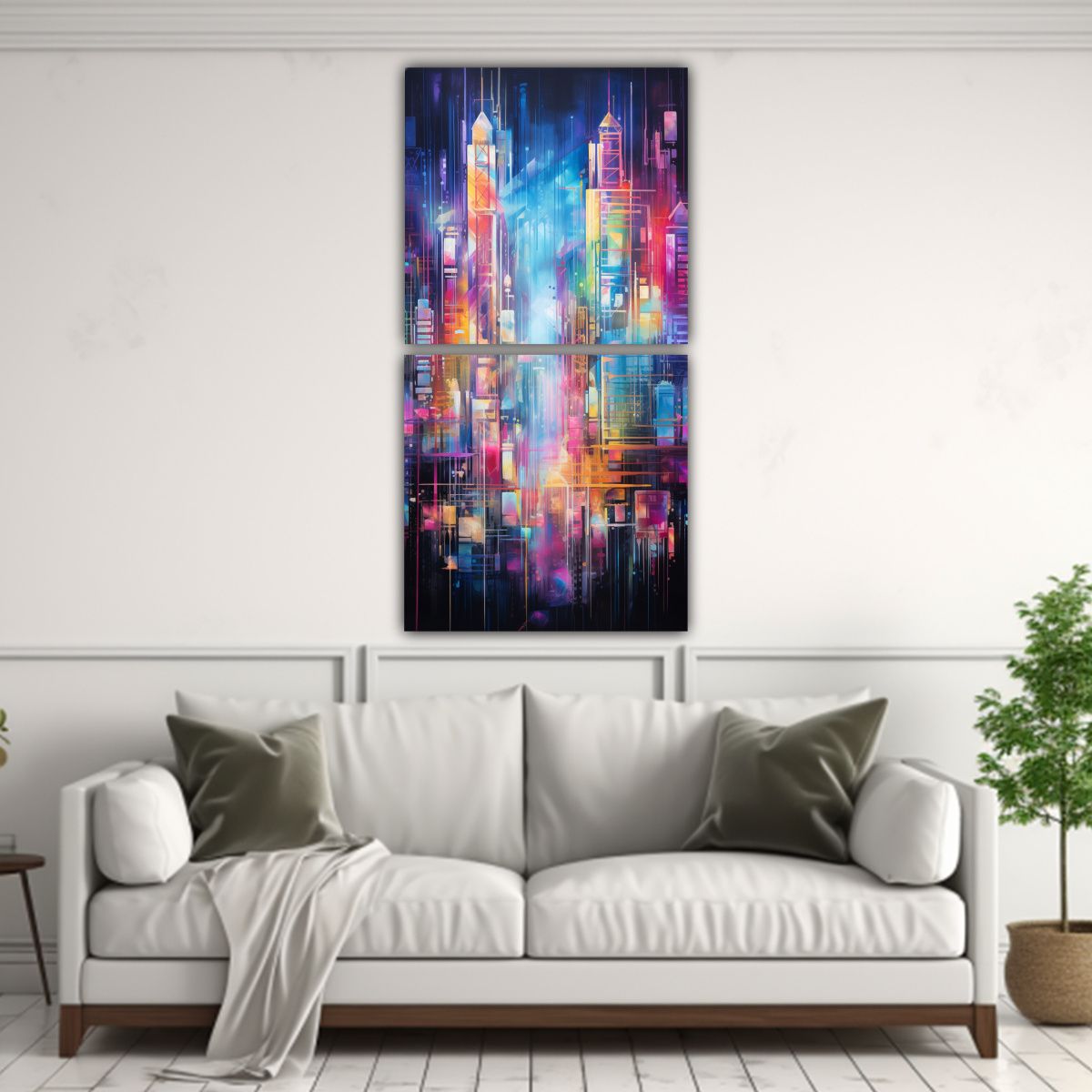 GENERICO - Cuadro De Lienzo Abstracto De Paisaje Urbano En 50x100 Cm