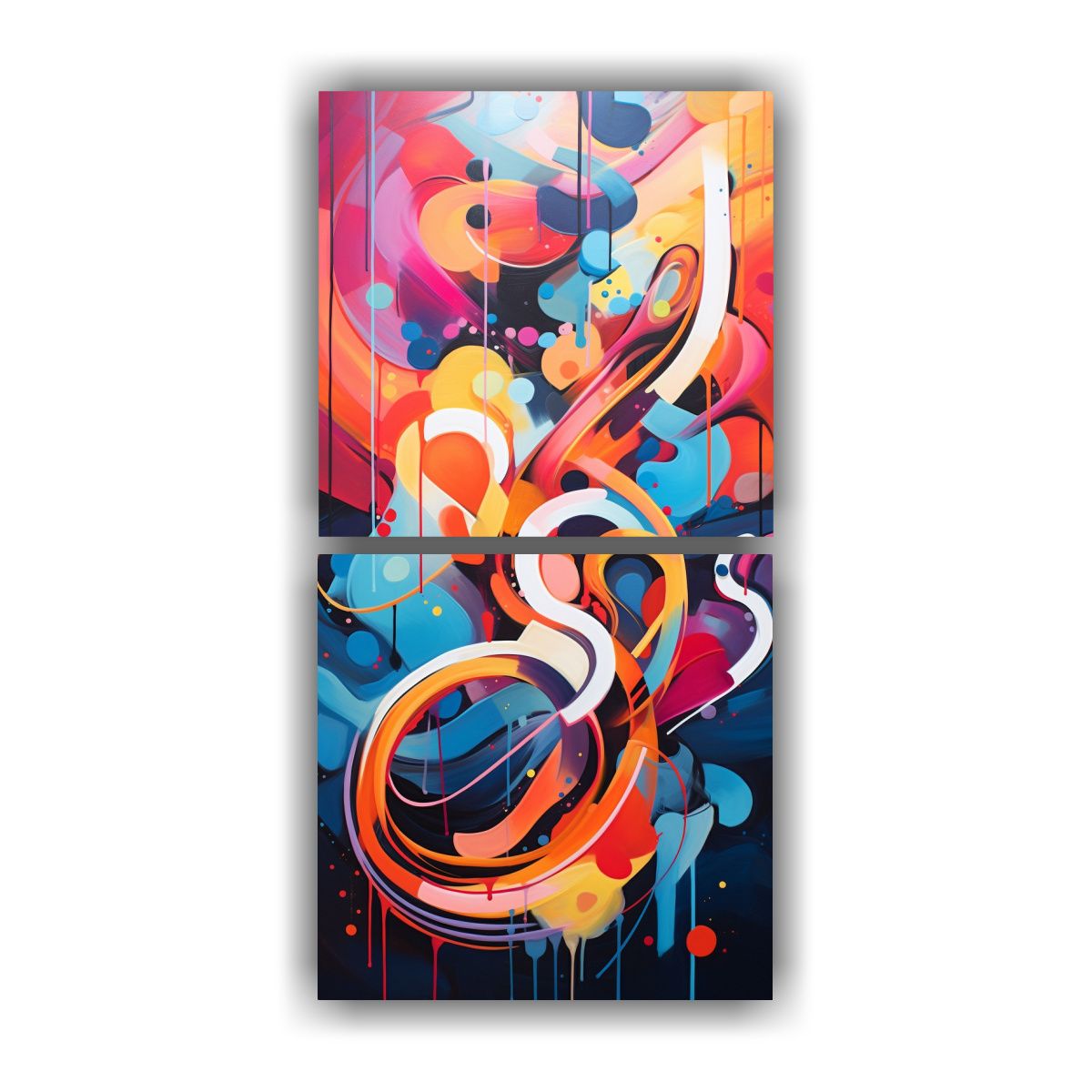 GENERICO - Dos Telas En Bastidor Acuarela Figuras Crea Una 60x120 Cm