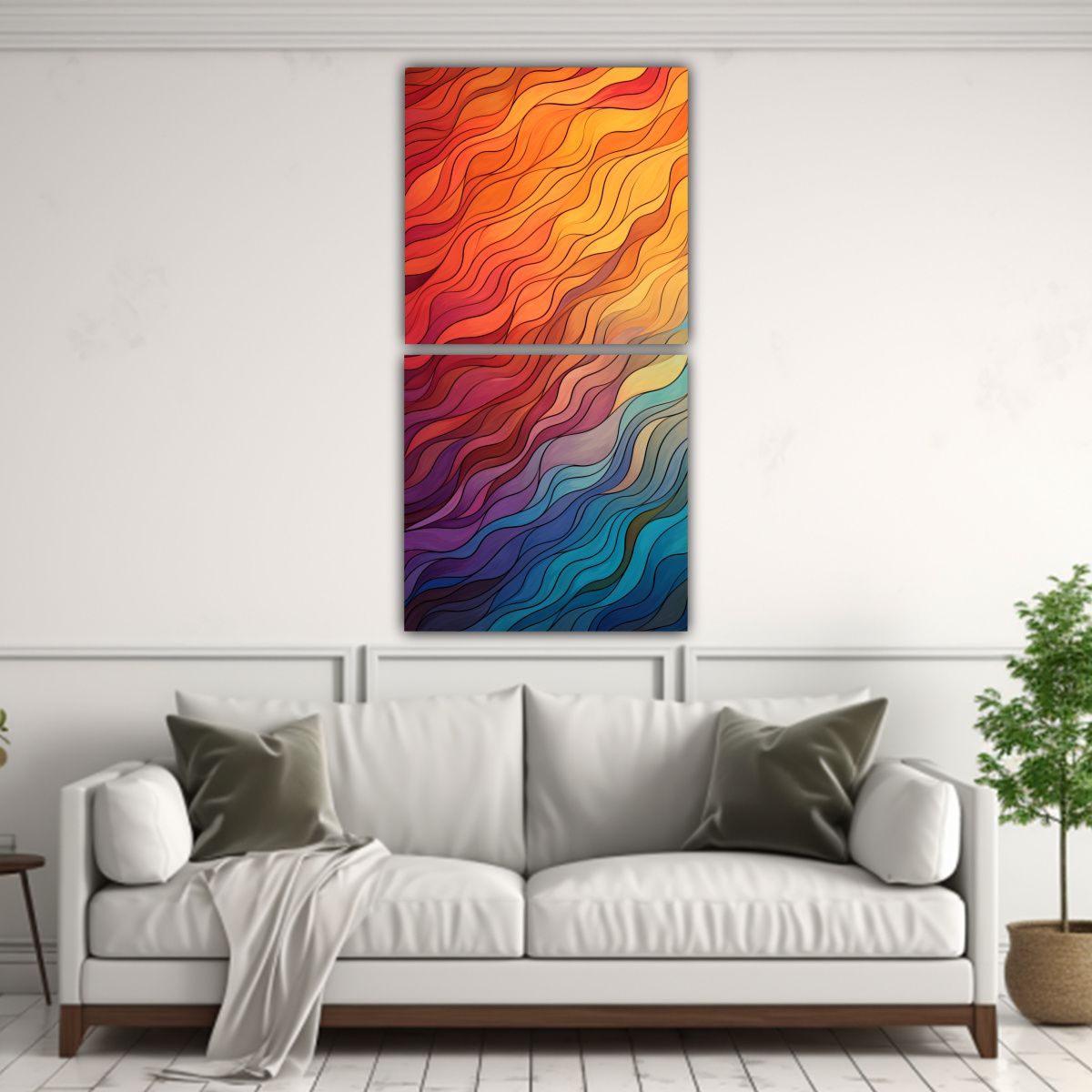 GENERICO - Set 2 Lienzos Abstractos Únicos 60x120 Cm