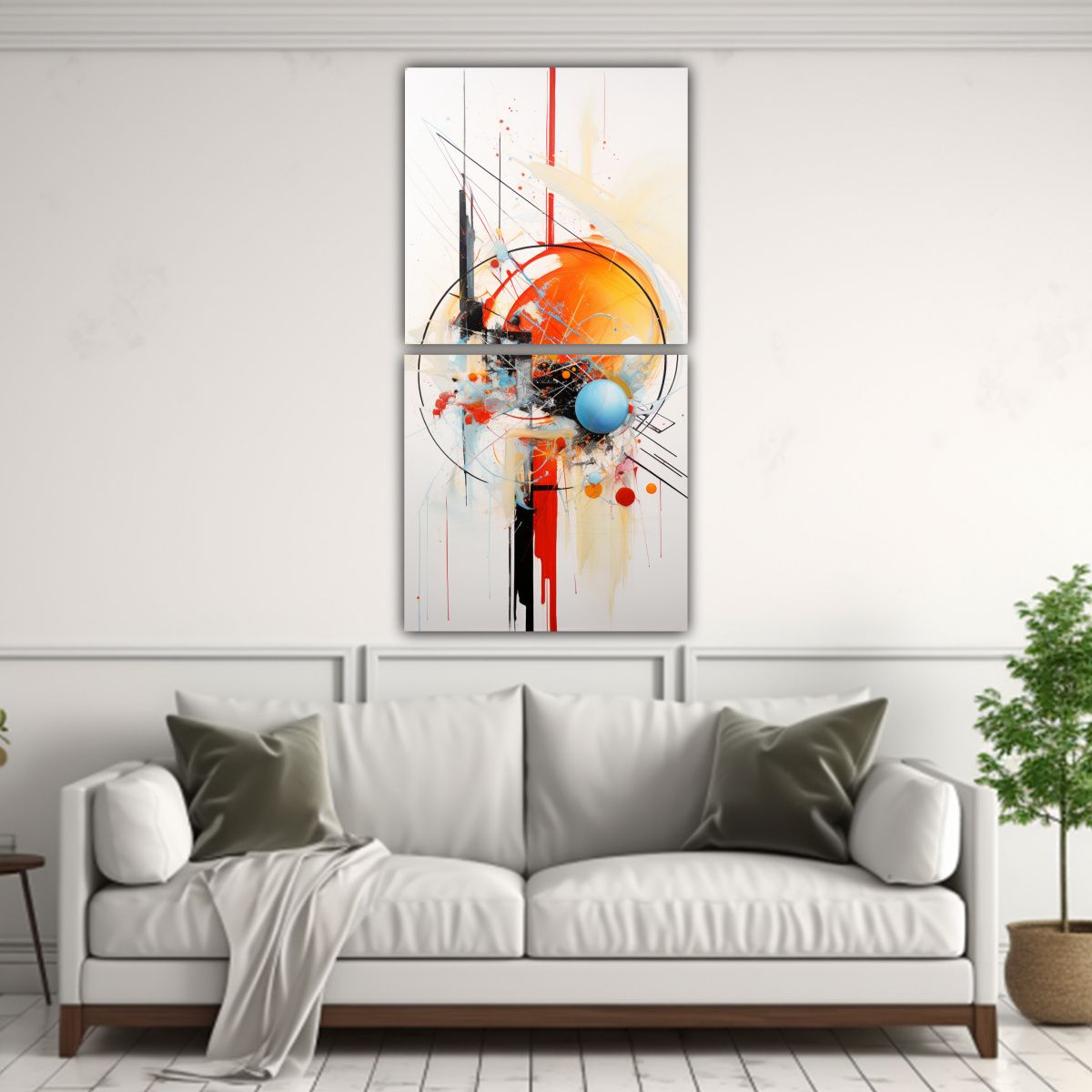 GENERICO - Cuadros Acuarela Calidez Abstract Art Set De 2 20x40 Cm